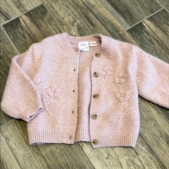 Zara Kids Light Pink Floral Cardigan - Picture 2 of 3